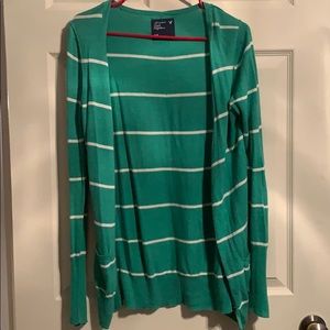 Green and white American Eagle cardigan